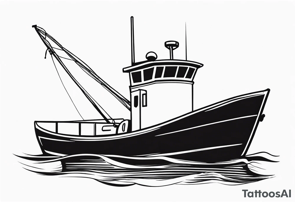 A simple vintage fishing boat tattoo idea
