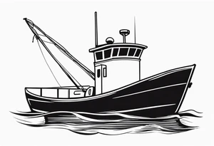 A simple vintage fishing boat tattoo idea
