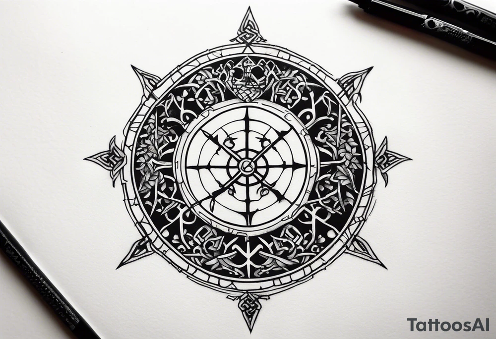 vegvisir & yggdrasill tattoo idea