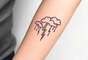 Black storm clouds with rain & lightning bolts tattoo idea