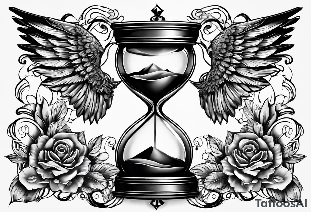 hourglass with wing carpe diem for men tattoo idea