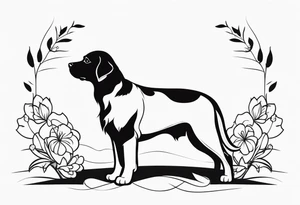 Mão e pata de cachorro batendo uma na outra tattoo idea