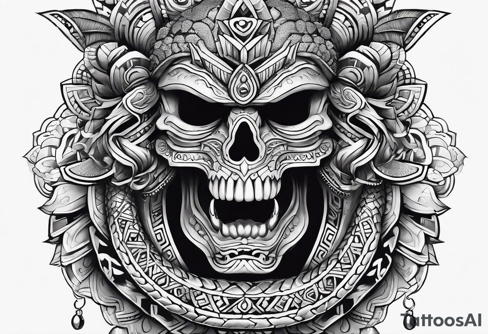 aztec snake sleeve tattoo idea