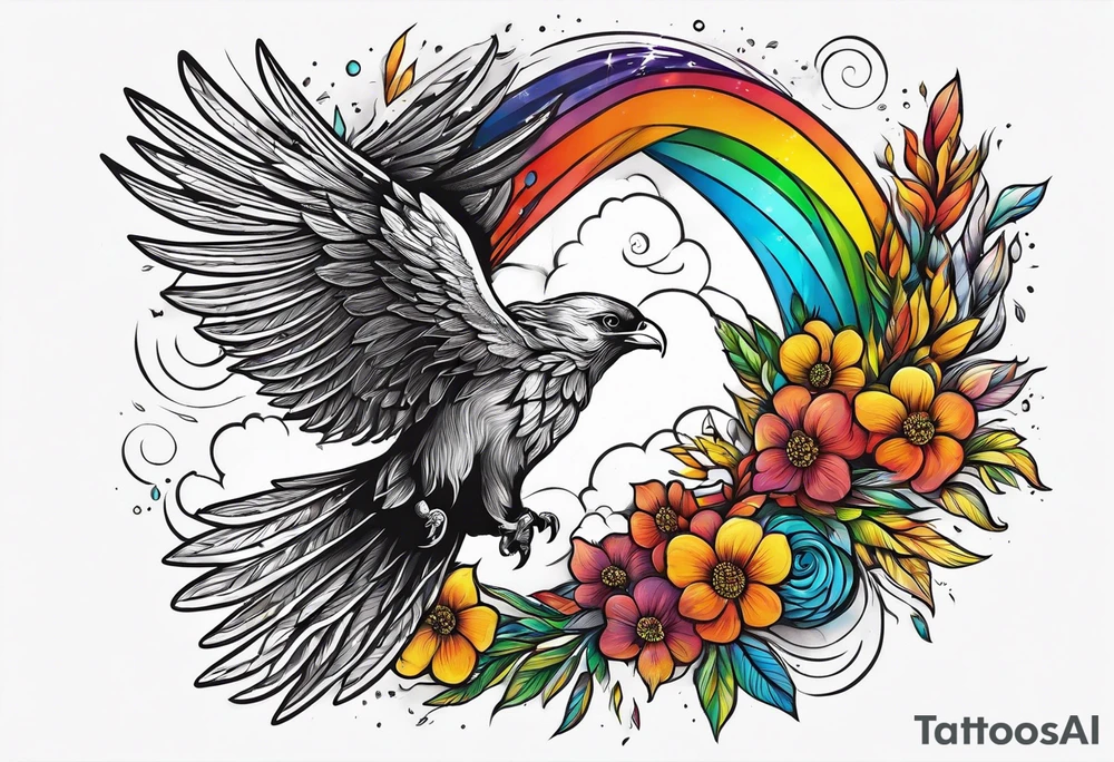 icarus greek design falling into an rainbow tattoo idea