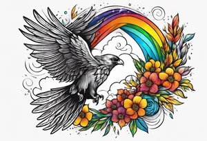 icarus greek design falling into an rainbow tattoo idea