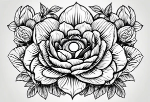 Peonies evil eye tattoo idea