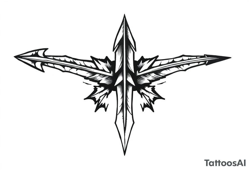 thick arrow look down tattoo idea