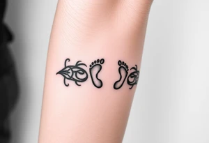 Tribal band with baby footprints tattoo idea