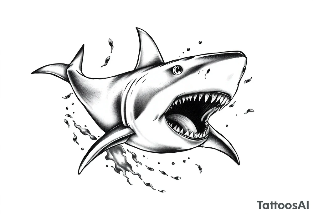 great white shark flowing tattoo idea