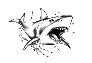 great white shark flowing tattoo idea