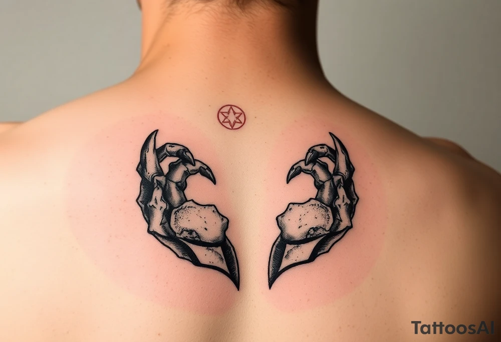 Dwa identyczne kruki pomiędzy koroną tattoo idea