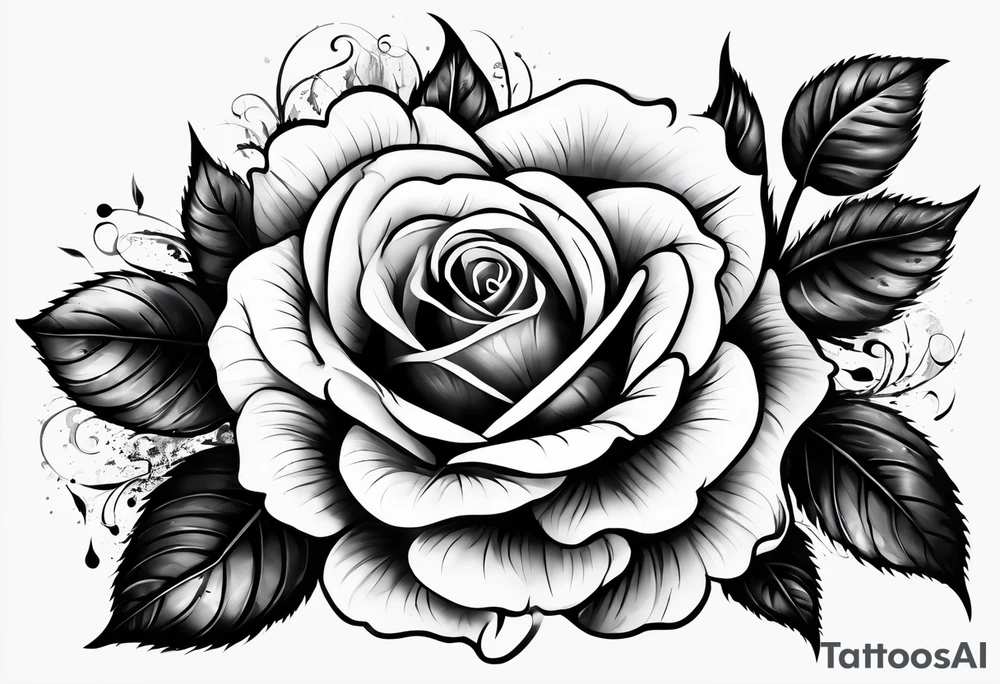 rose tattoo with the number 5 clearly incorporated into it tattoo idea