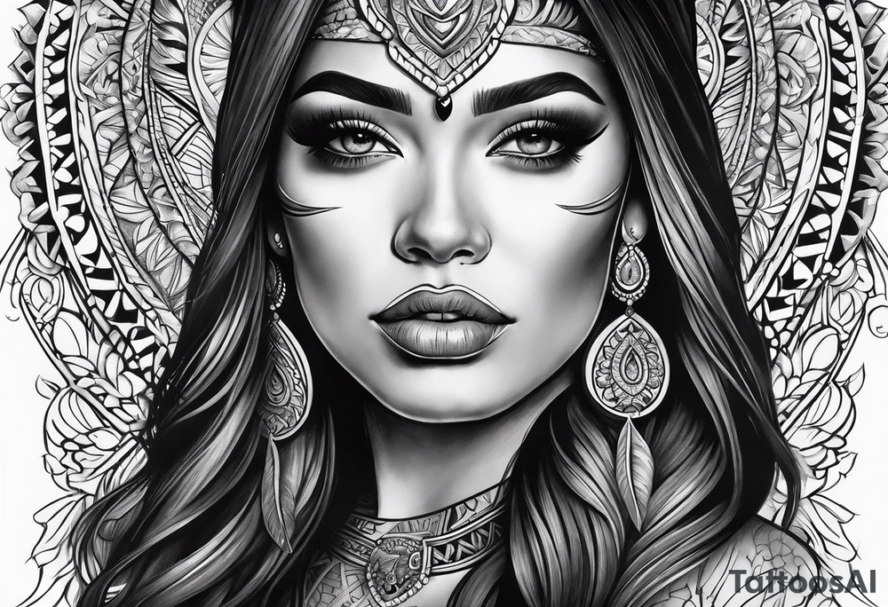 Chicano style women face tattoo idea