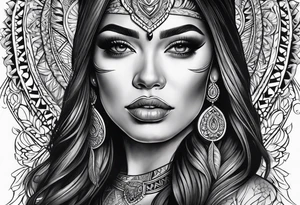 Chicano style women face tattoo idea