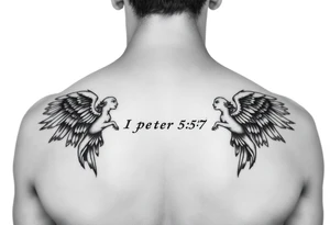 1 peter 5:7 with angels around it tattoo idea