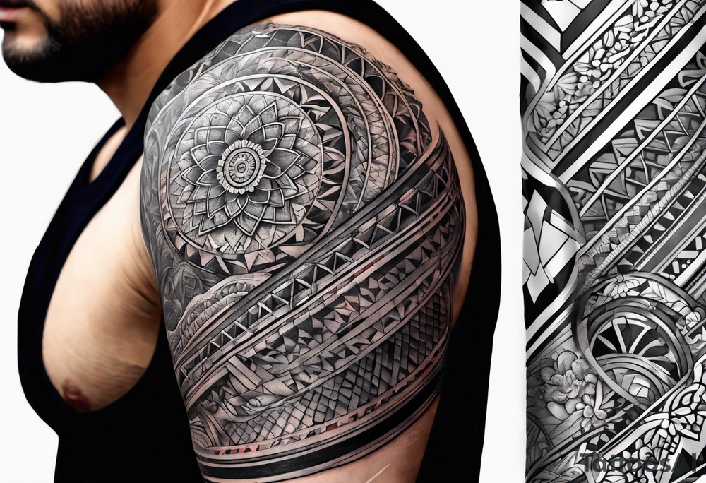 Full Arm sleeve, black, gray, silver, red, royal blue tattoo idea Full Arm sleeve, black, gray, silver, red, royal blue tattoo idea