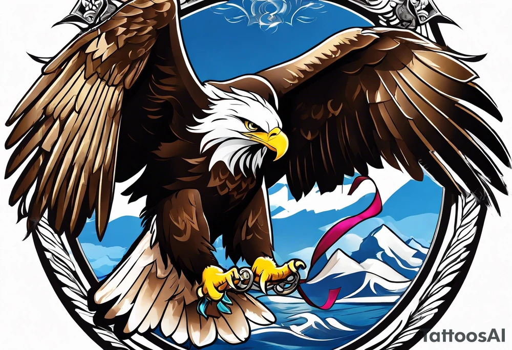 eagle holding a ribbon tattoo idea