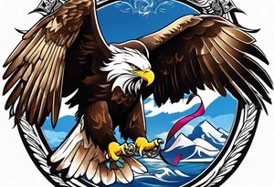 eagle holding a ribbon tattoo idea