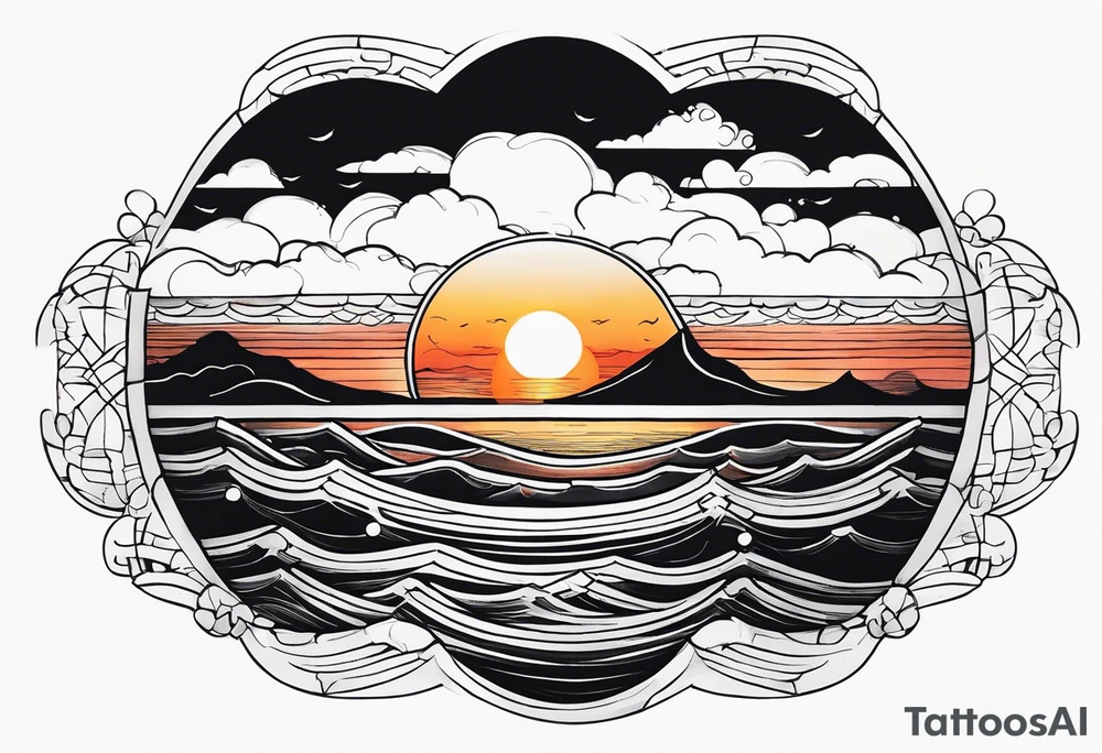 Sunset Over an Ocean Horizon tattoo idea