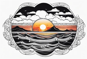 Sunset Over an Ocean Horizon tattoo idea