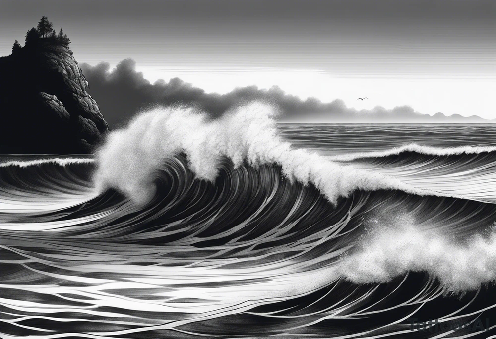 stormy sea, I am lonely and irresistible as a sea element tattoo idea