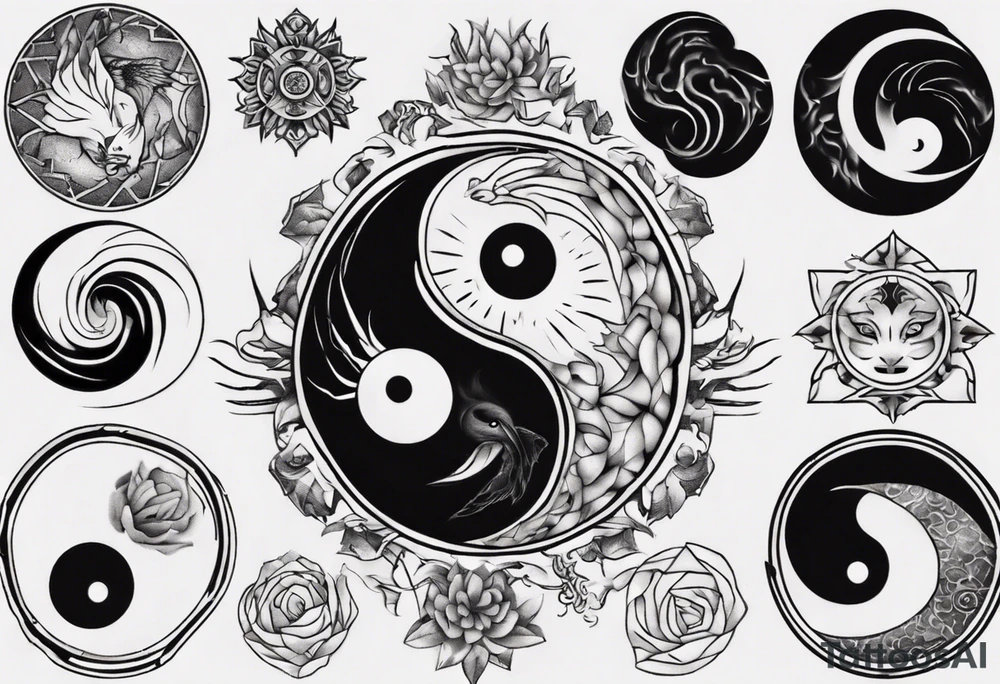 Stone with the style of ying and yang tattoo idea