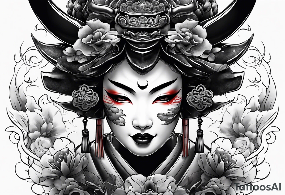 geisha  oni  mask tattoo idea