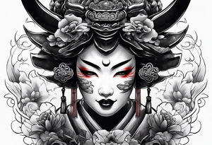 geisha  oni  mask tattoo idea