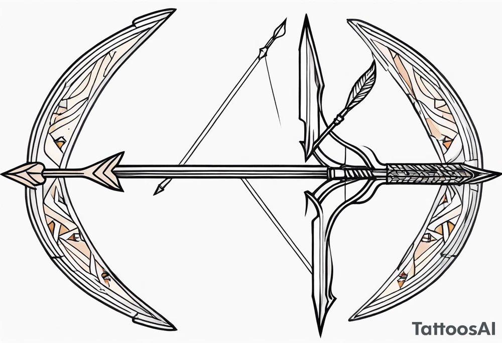 bow and arrow not stretched tattoo idea