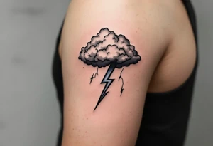 A stormy gray cloud and lightning bolt, representing Perun’s wrath and justice from above. tattoo idea