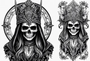 lady skeleton grim reaper satan tattoo idea