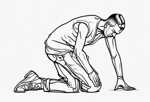 Outline of man kneeling to help person tattoo idea