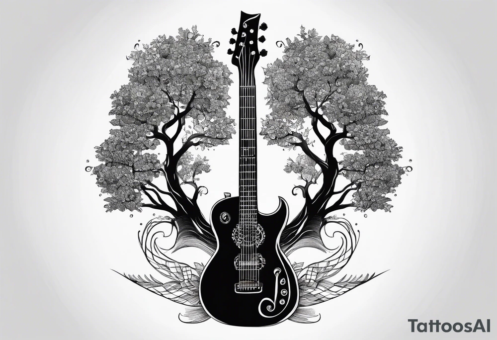 overall tree is with the middle its a guitar neck and the bottom is an anchor tattoo idea