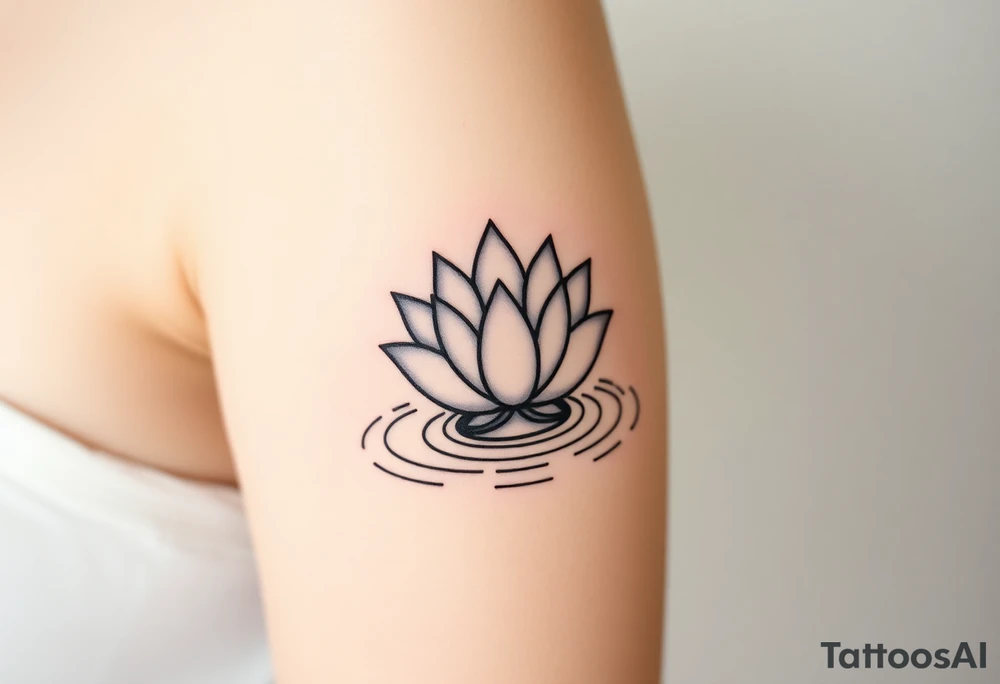 serene lotus flower emerging from sacred waters with ripples tattoo idea