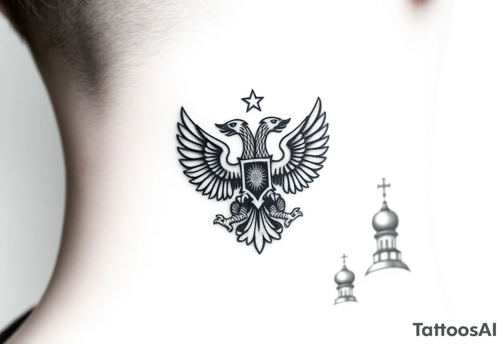 Top: Russian star 
Middle: russian double-headed eagle coat of arms
Bottom: Orthodox church dome with a cross tattoo idea