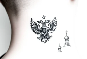 Top: Russian star 
Middle: russian double-headed eagle coat of arms
Bottom: Orthodox church dome with a cross tattoo idea