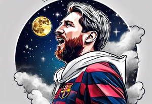 messi stealing the moon tattoo idea
