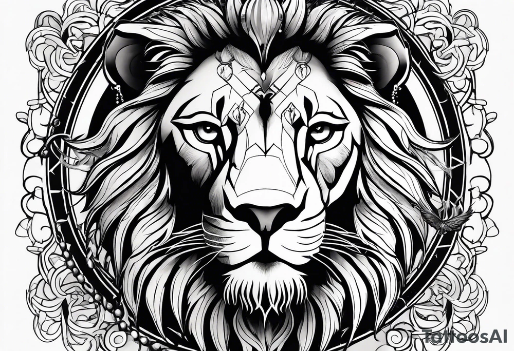 Lion with burned wings and an ouroboros sign tattoo idea Lion with burned wings and an ouroboros sign tattoo idea