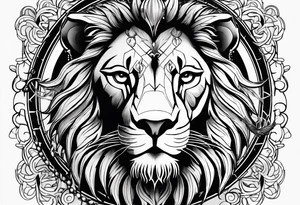 Lion with burned wings and an ouroboros sign tattoo idea