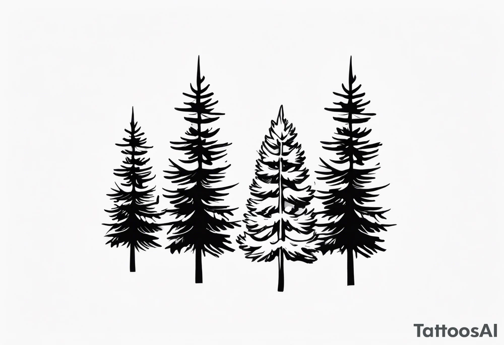 Three tiny pine trees tattoo idea