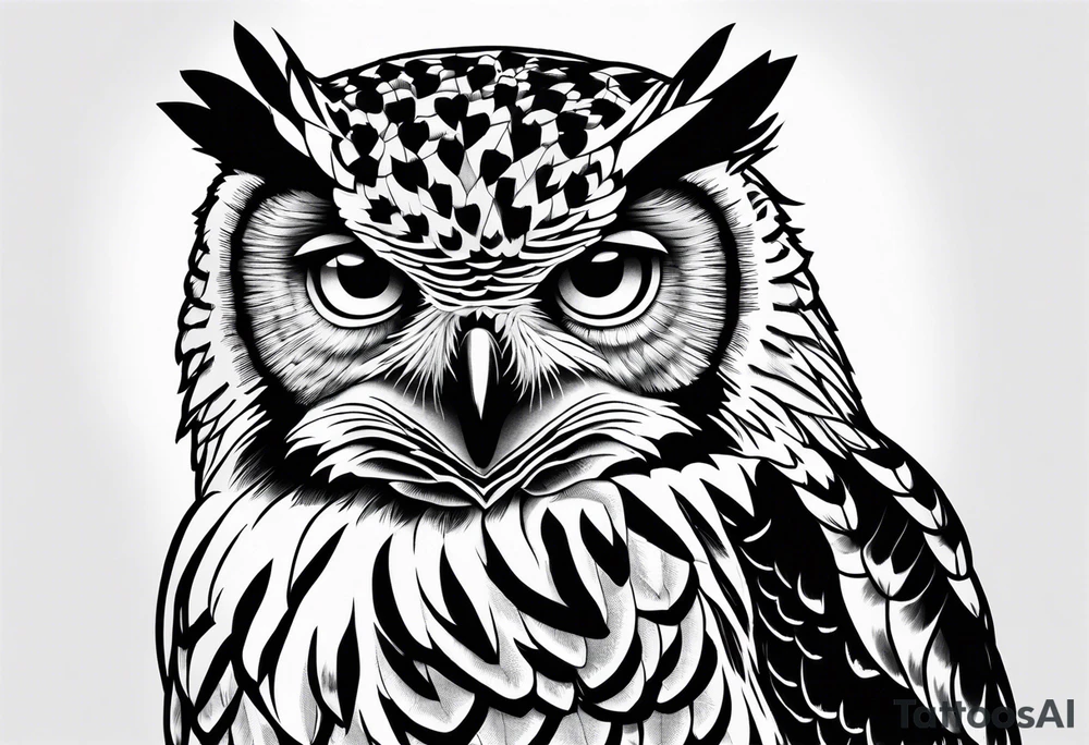powerful owl, close-up tattoo idea