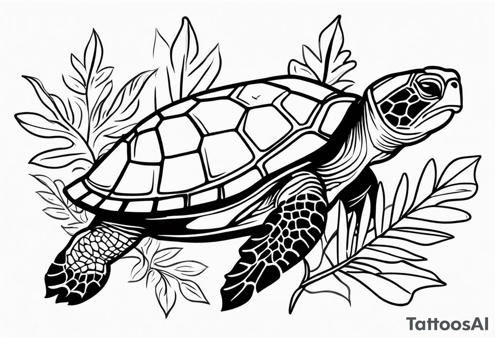 Turtle with maijuana leaves on its back tattoo idea