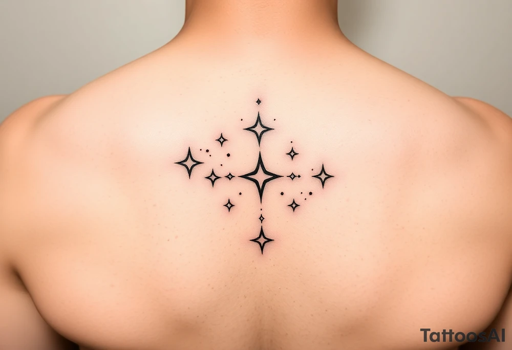 Hand tattoo stars and dots tattoo idea