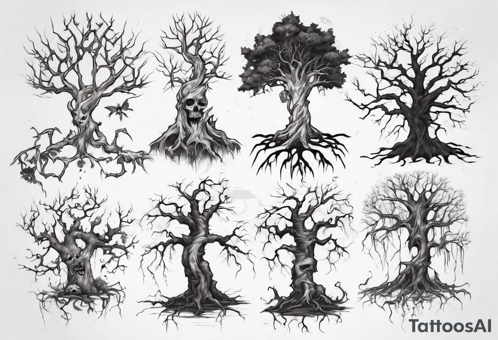 Undead tree tattoo idea