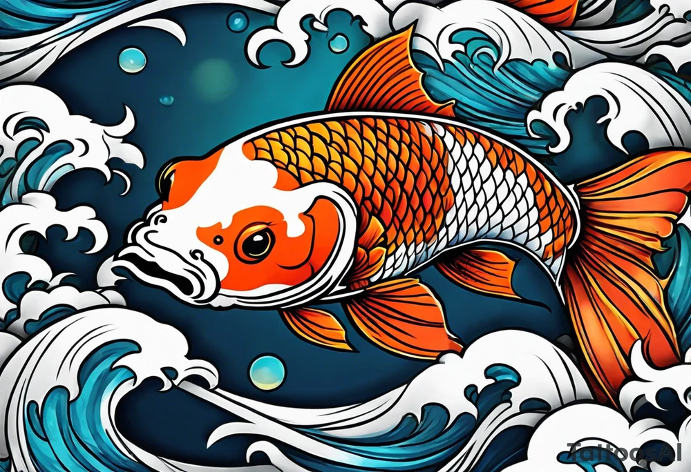 koi fish, in pond tattoo idea