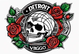 basketball , detroit , roses , virgo logo tattoo idea