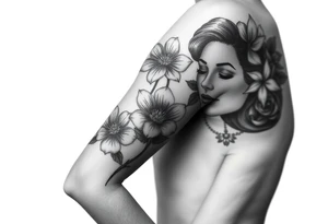 Pin up arm sleeve. With October flower November flower December flower tattoo idea