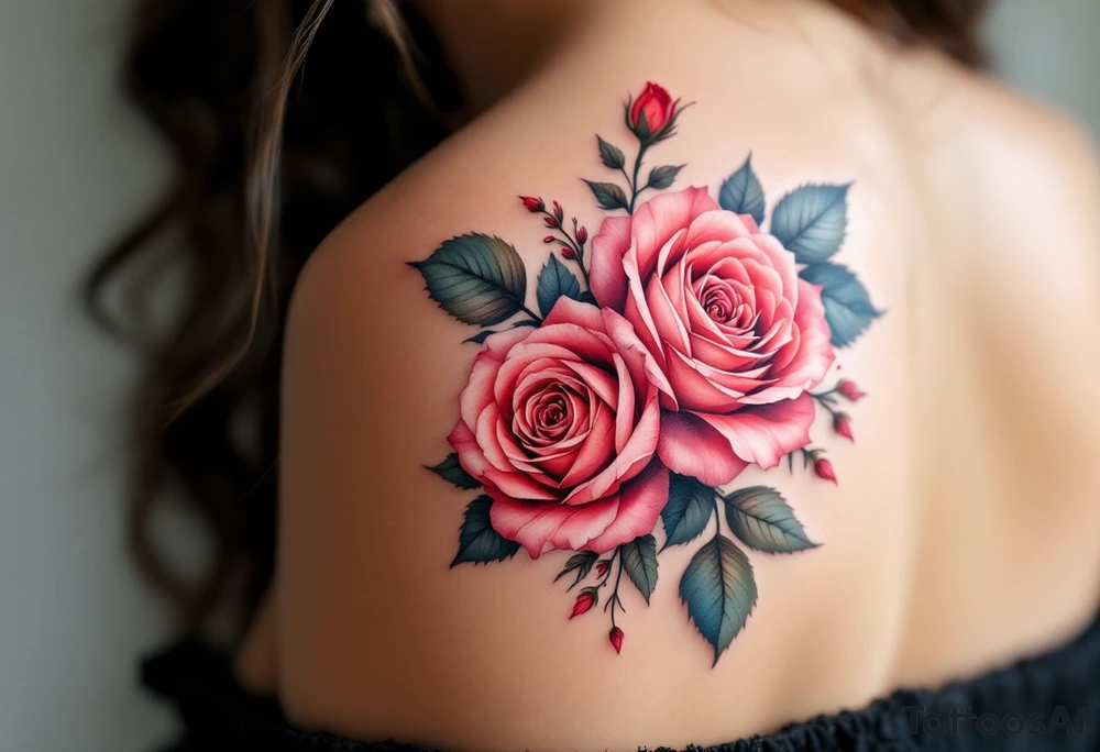 heart roses tattoo idea