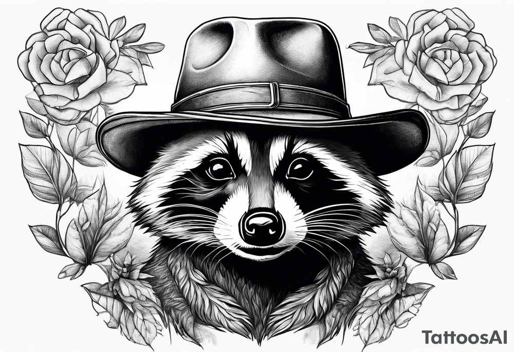 Resilient raccoon in cowboy hat tattoo idea