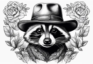 Resilient raccoon in cowboy hat tattoo idea
